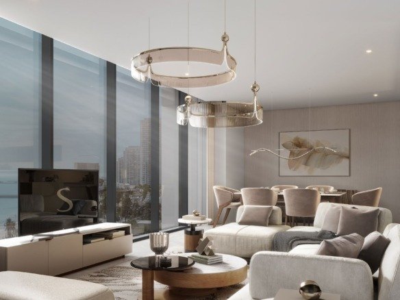 Sobha Aquamont waterfront apartments in Downtown UAQ with sea views, modern architecture, and lush green spaces