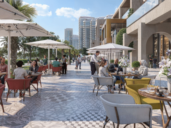 Sobha Aquamont waterfront apartments in Downtown UAQ with sea views, modern architecture, and lush green spaces