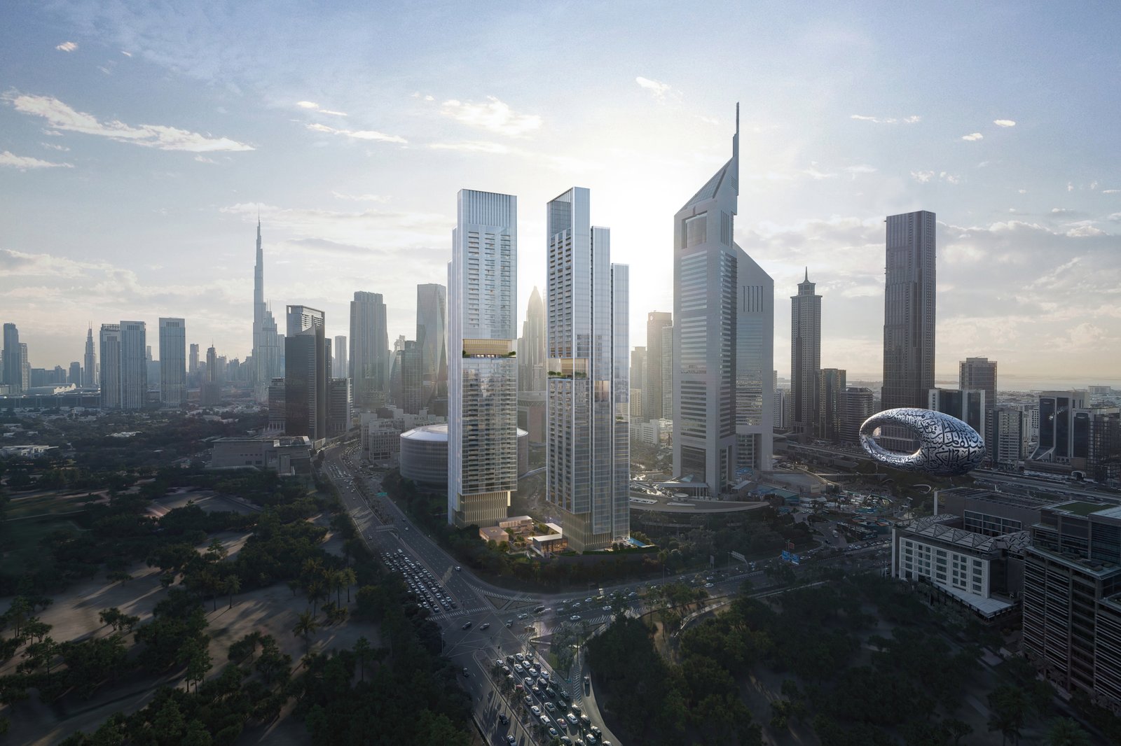 Emirates Towers apartments for sale with skyline views and sky pool