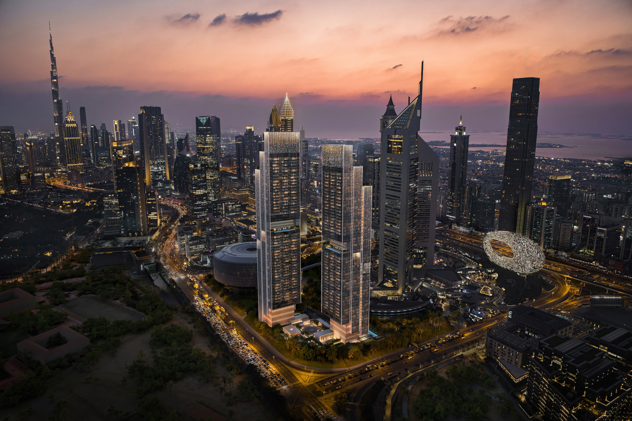 Emirates Towers apartments for sale with skyline views and sky pool