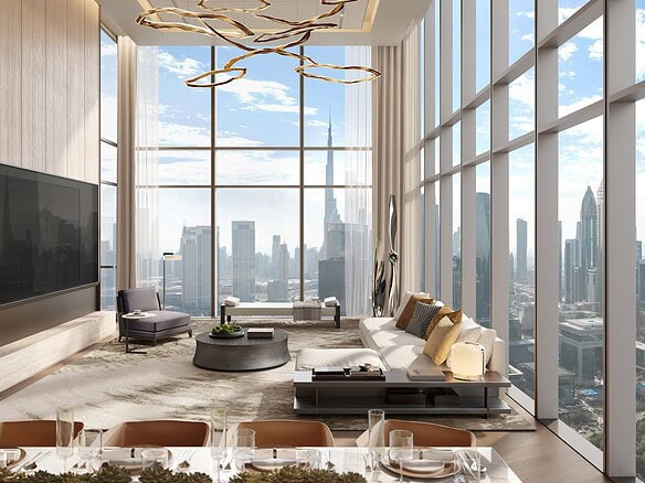 Emirates Towers apartments for sale with skyline views and sky pool