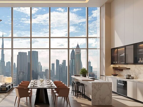 Emirates Towers apartments for sale with skyline views and sky pool