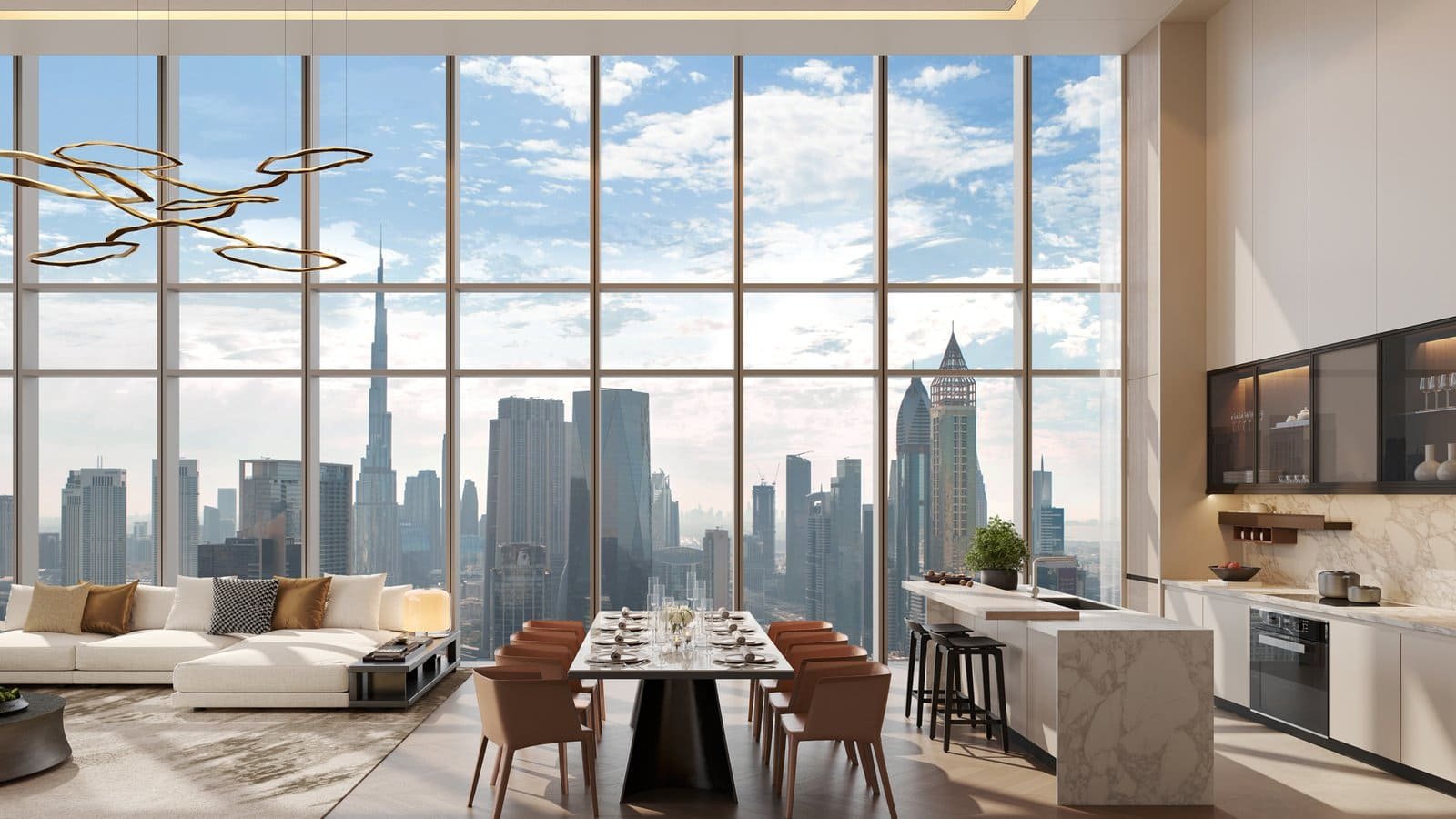 Emirates Towers apartments for sale with skyline views and sky pool