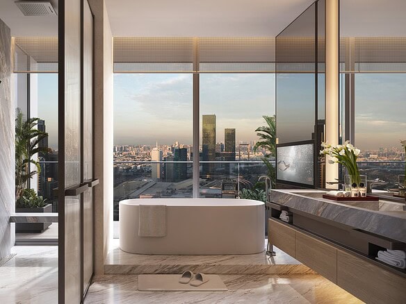Emirates Towers apartments for sale with skyline views and sky pool