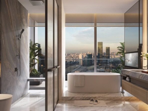Emirates Towers apartments for sale with skyline views and sky pool