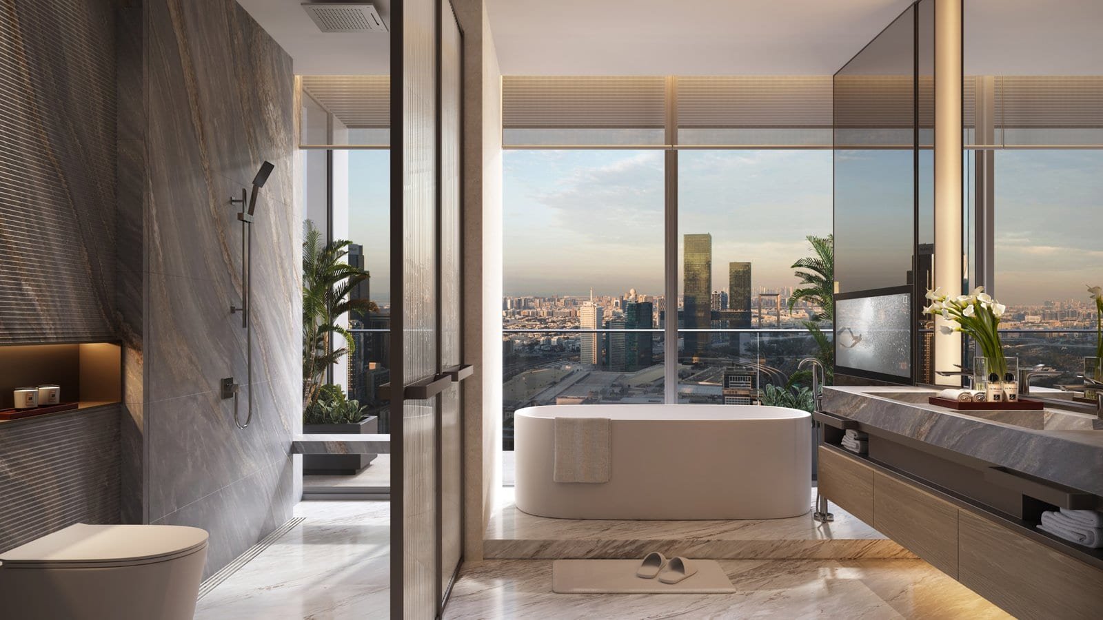 Emirates Towers apartments for sale with skyline views and sky pool