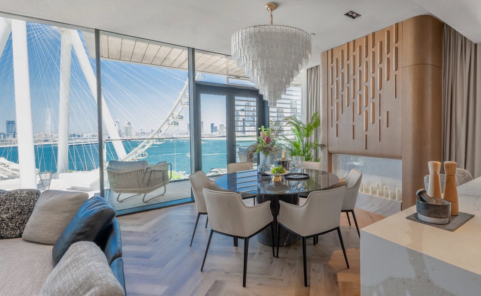 High-floor 3 bedroom Bluewaters home with Palm and Ain Dubai views