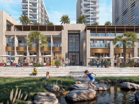Sobha Aquamont waterfront apartments in Downtown UAQ with sea views, modern architecture, and lush green spaces