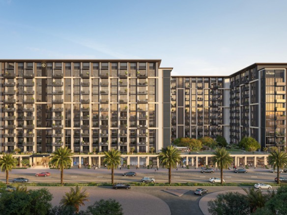 Windsor House Dubai South apartments with rooftop pool and retail boulevard