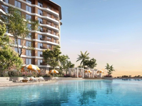 Gardenia Bay Yas Island apartments for sale with lagoon views, beach access, and sustainable amenities by Aldar.
