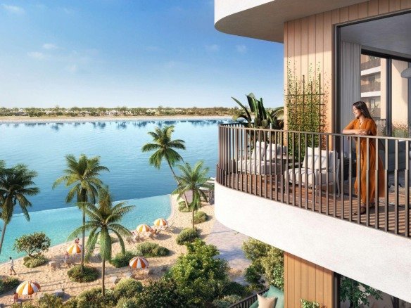Gardenia Bay Yas Island apartments for sale with lagoon views, beach access, and sustainable amenities by Aldar.