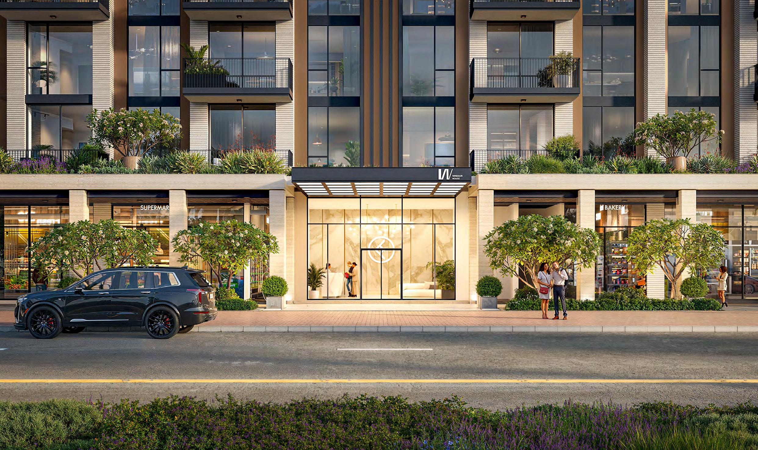 Windsor House Dubai South apartments with rooftop pool and retail boulevard