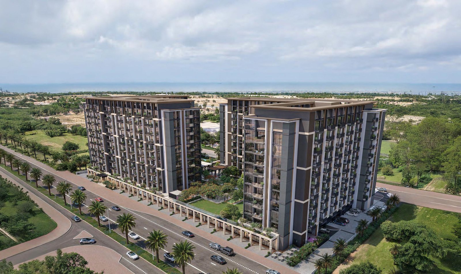 Windsor House Dubai South apartments with rooftop pool and retail boulevard