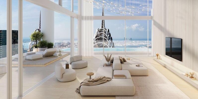 The Chedi Private Residences Dubai sky‑villa exterior Sheikh Zayed Road