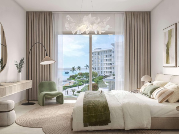 Gardenia Bay Yas Island apartments for sale with lagoon views, beach access, and sustainable amenities by Aldar.