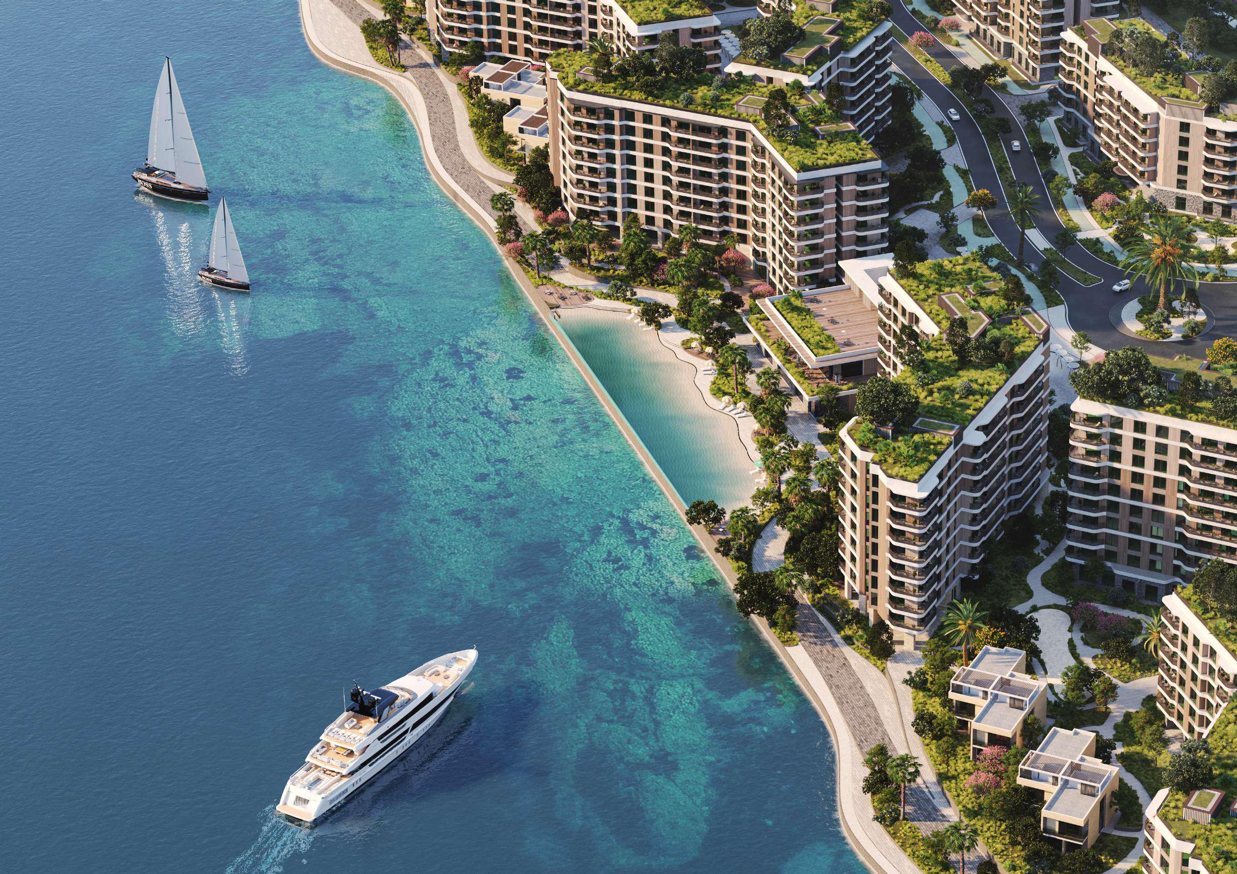 Gardenia Bay Yas Island apartments for sale with lagoon views, beach access, and sustainable amenities by Aldar.