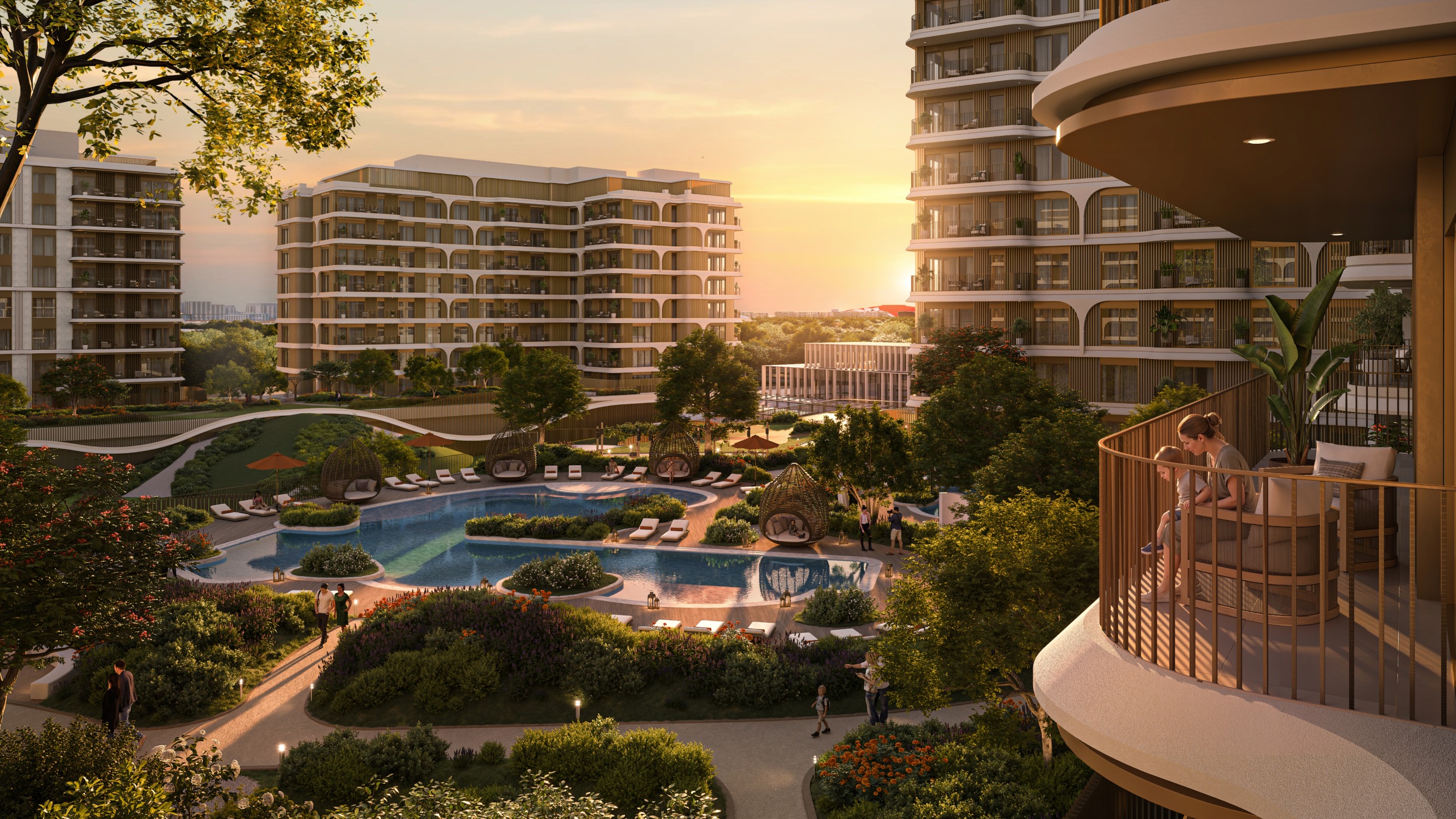 Canopies Yas Point by Aldar on Yas Island with studios, apartments, landscaped gardens and waterfront amenities